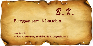 Burgmayer Klaudia névjegykártya